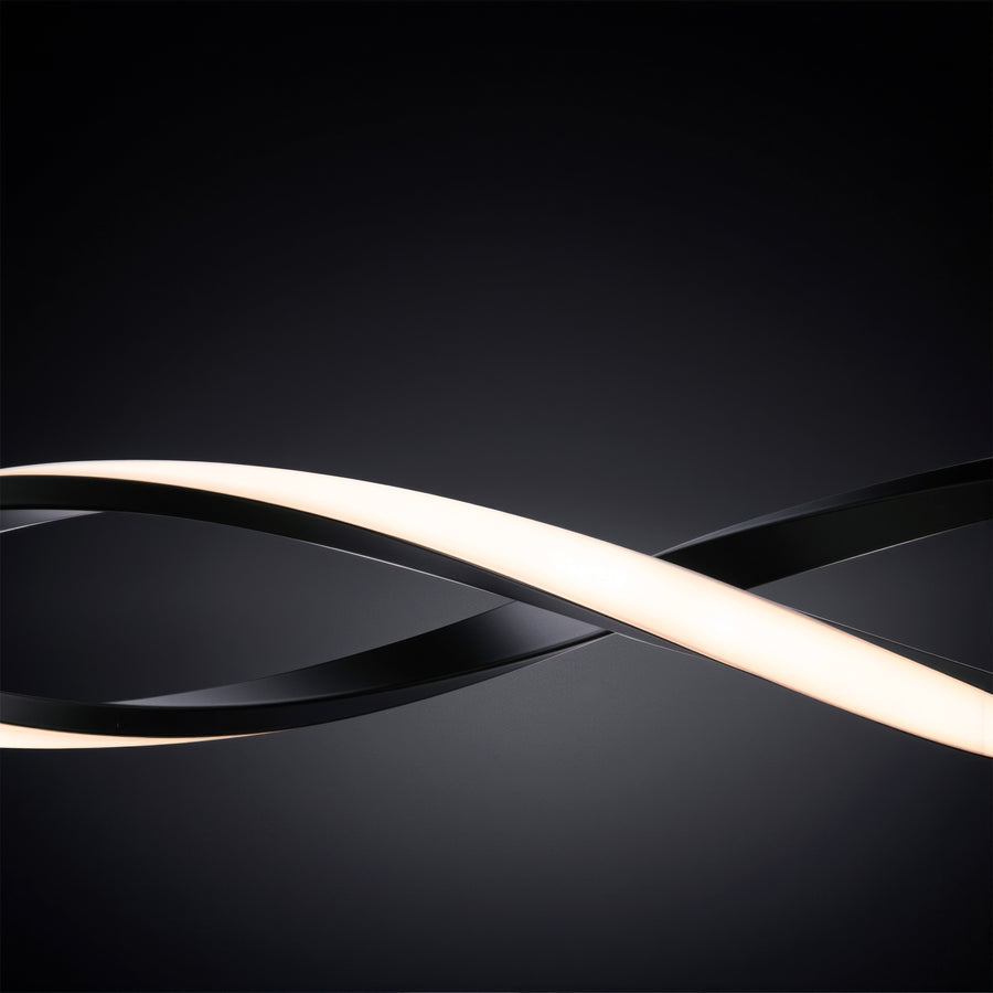 Lustre LED Suspendu avec Télécommande, FLUX, 27W, 116cm, Lumière Froide/Chaude/Neutre 3000K/4000K/6000K, Intensité Variable, Noir, Hauteur Réglable, Métal et Silicone