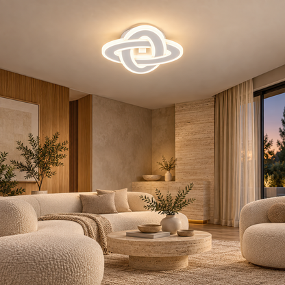 Lustre LED CRINELLA 45W, Diamètre 23cm, Lumière Froide/Chaude/Neutre, Blanc