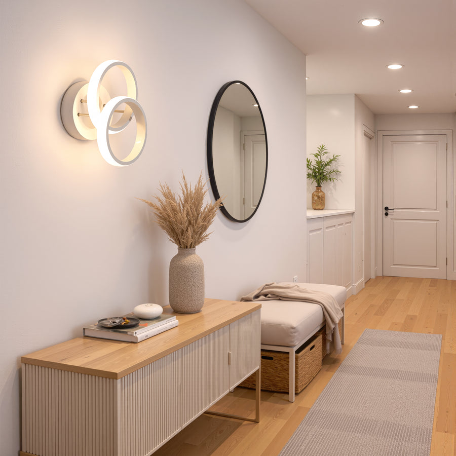 Lustre LED VERTEX CIRCULA 21W, 2 Cercles, Structure en Métal, Lumière Froide/Chaude/Neutre, Blanc