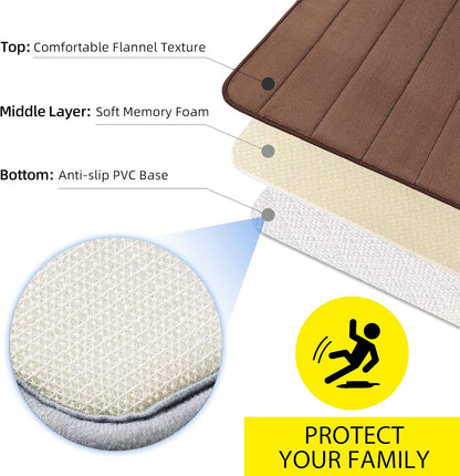 Lot de 3 tapis de bain, 50x40 cm, bleu, antidérapant