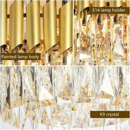 Lustre en cristal VERSAILLES Supremo, CC900/800GD, 12xE14, diamètre 80 cm, or brillant, hauteur réglable, métal et cristal