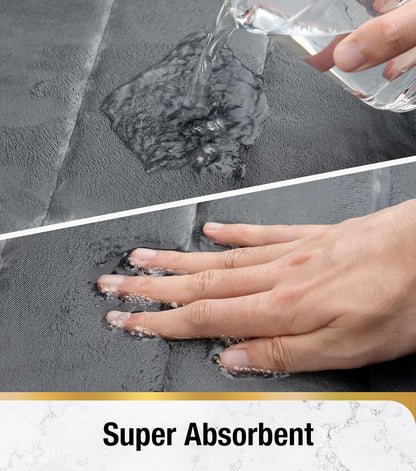 Lot de 3 tapis de bain, 50x40 cm, bleu, antidérapant