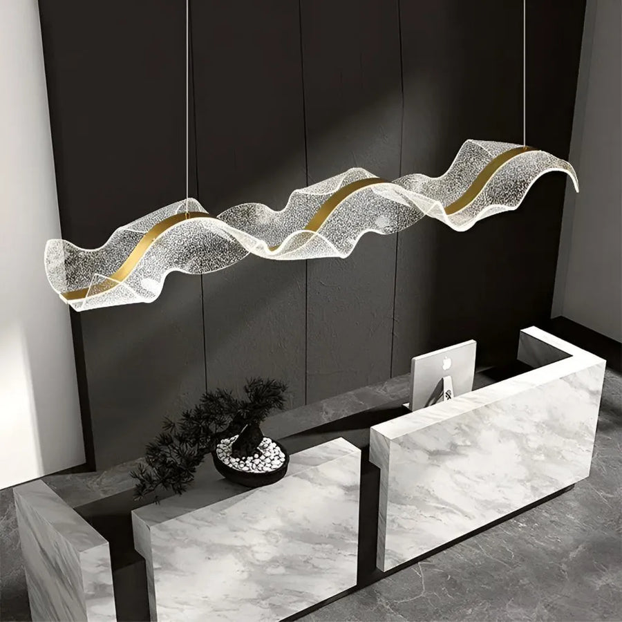 Lustre LED suspendu AMI 80W, Linéaire, Lumière Froide/Chaude/Neutre, Doré, Hauteur réglable