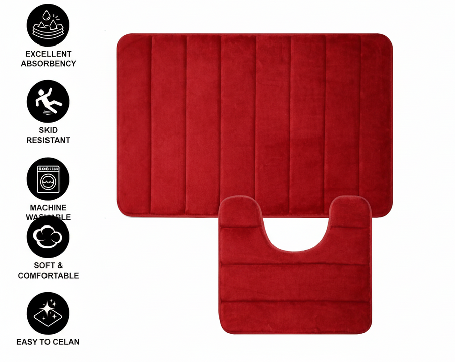 Lot de 3 tapis de bain, 50x40 cm, bleu, antidérapant