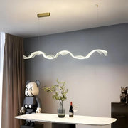 Lustre LED suspendu AMI 80W, Linéaire, Lumière Froide/Chaude/Neutre, Doré, Hauteur réglable