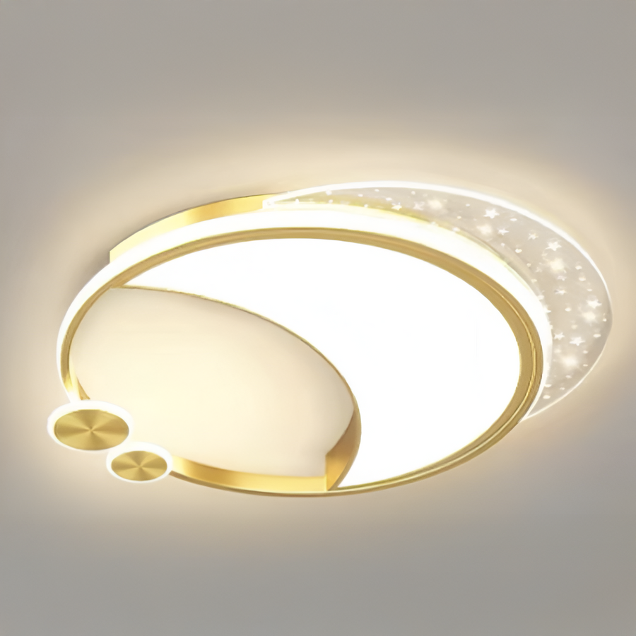 Lustre LED Marco avec télécommande, 51 W, variable, doré, métal, acrylique et verre, 3000K/4000K/6000K