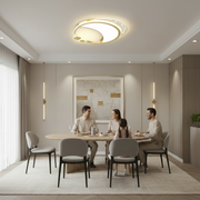 Lustre LED Marco avec télécommande, 51 W, variable, doré, métal, acrylique et verre, 3000K/4000K/6000K