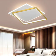 Lustre LED avec télécommande SOLARA 66W, 2 Carrés, Lumière Froide/Chaude/Neutre, Dimmable, Or Blanc