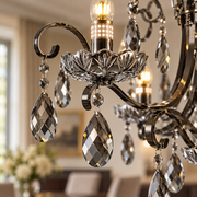 Lustre en cristal BARO Regalis, Φ80 cm, 8xE14, hauteur réglable, métal et cristal, noir