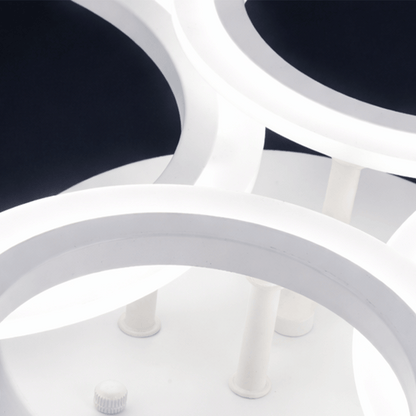 Lustre LED avec télécommande BETTY 43W, 4 Cercles, Lumière Froide/Chaude/Neutre, Dimmable, Blanc