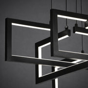 Lustre LED avec télécommande, Suspendu 96W, 4 Éléments, Lumière Froid/Chaud/Neutre, Dimmable, Hauteur réglable, Noir