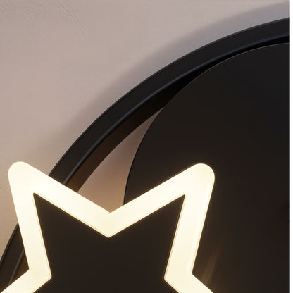 Lustre LED avec télécommande ALYONA 44W, Lune et Étoile, Lumière Froide/Chaude/Neutre, Dimmable, Noir