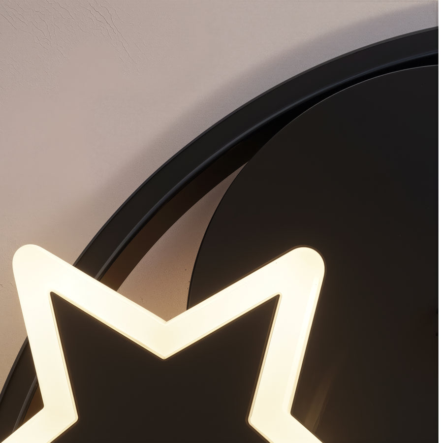 Lustre LED avec télécommande ALYONA 44W, Lune et Étoile, Lumière Froide/Chaude/Neutre, Dimmable, Noir