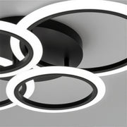 Lustre LED avec télécommande BETTY 44W, 4 Cercles, Lumière Froide/Chaude/Neutre, Dimmable, Noir