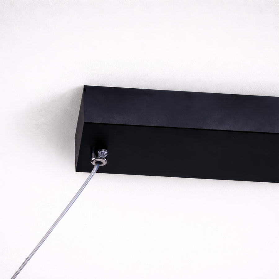 Lustre LED Suspendu avec Télécommande, FLUX, 27W, 116cm, Lumière Froide/Chaude/Neutre 3000K/4000K/6000K, Intensité Variable, Noir, Hauteur Réglable, Métal et Silicone