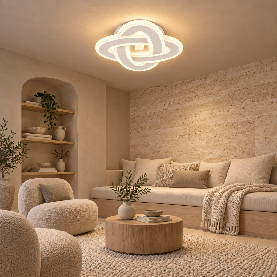 Lustre LED CRINELLA 45W, Diamètre 23cm, Lumière Froide/Chaude/Neutre, Blanc