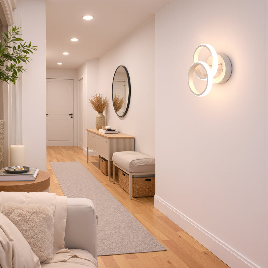 Lustre LED VERTEX CIRCULA 21W, 2 Cercles, Structure en Métal, Lumière Froide/Chaude/Neutre, Blanc