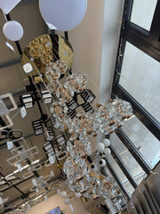 Lustre Crystal LED KILKENNY Culmino, 144 W, lumière neutre, diamètre 60 cm, doré