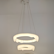 Lustre LED suspendu avec télécommande, AMADEO, 89W, Lumière Froide/Chaude/Neutre, Intensité Variable, Hauteur Réglable, Blanc