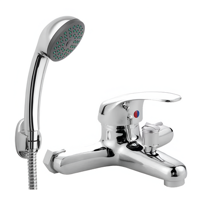 Mitigeur de baignoire, pomme de douche et flexible inclus, alliage, cartouche céramique, chrome, CD001