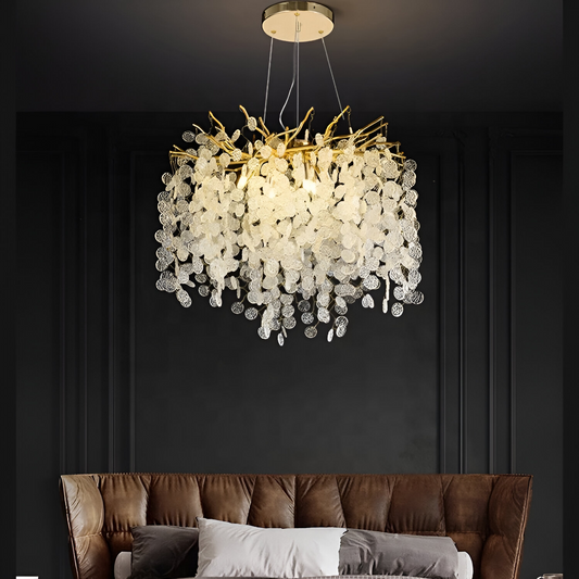 WALTZ Serenade Lustre en cristal, 5x G9, doré, 45 cm, hauteur réglable