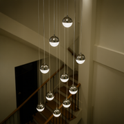 Lustre LED suspendu avec télécommande JEREMIAS 132W, 10 éléments, Lumière Froide/Chaude/Neutre, Dimmable, Argent