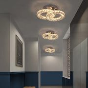 Lustre LED et cristal ZABINA 25W, 2 Cercles, Lumière Froid/Chaud/Neutre, Chrome Brillant