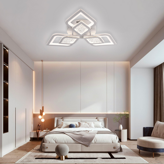 Lustre LED avec télécommande DALIA 67W, 3 pétales, Lumière froide/chaude/neutre, Dimmable, Lustre LED blanc avec télécommande Default Title Alessandro Design