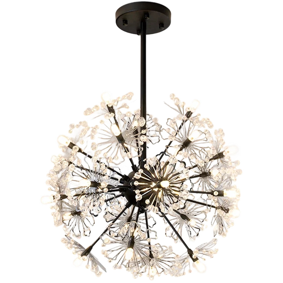 PETERHOF Lustre en cristal Elegance, Ø50cm, 18x G4, Diamètre 49cm, Noir