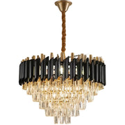 Lustre en cristal VERSAILLES Eleganza 8x E14, diamètre 50cm, noir, or brillant, hauteur réglable