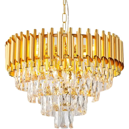VERSAILLES Lustre Cristal Elégance 8x E14, Diamètre 50cm, Doré, Hauteur réglable