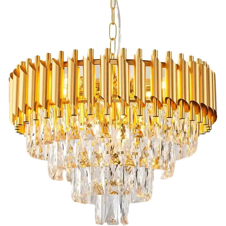 VERSAILLES Lustre Cristal Elégance 8x E14, Diamètre 50cm, Doré, Hauteur réglable