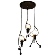 Lustre MODERNE, Type Pendule, FANTASIA, Figurine, 3xE27, Hauteur Ajustable, Noir