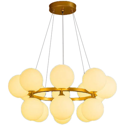 Lustre de chambre LOFT, 15x G9, or blanc, métal, hauteur réglable, moderne