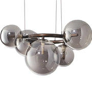 Lustre avec Abat-Jour Rond, VENERE Zodiaco, 1 Cercle 5xG9, Métal, Noir, Hauteur Réglable