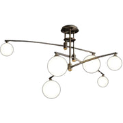 Lustre avec abat-jour rond, Dôme PENTHOUSE, 6x G9, Noir, Métal