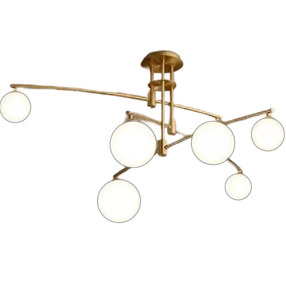 Lustre avec abat-jour rond, Dôme PENTHOUSE, 6x G9, Or, Métal