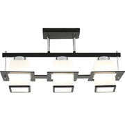 Lustre classique Aramis avec abat-jour carré en bois 3x E27 gris noir