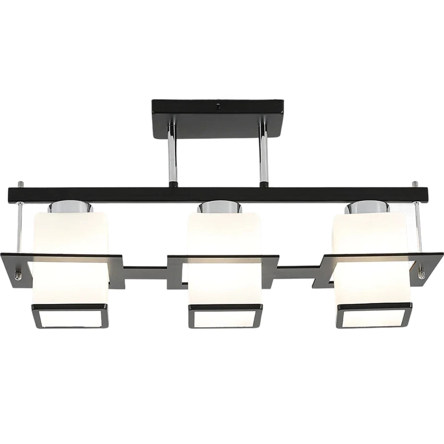 Lustre classique Aramis avec abat-jour carré en bois 3x E27 gris noir
