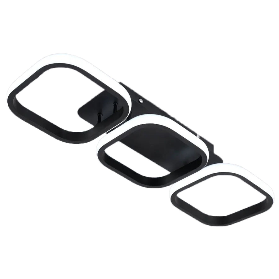 Lustre LED VERTEX 34W, 3 carrés, Linéaire, Lumière Froid/Chaud/Neutre, Noir