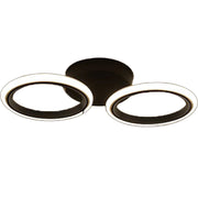 GRAND Lustre LED 28W, 2 Cercles, Lumière Froid/Chaud/Neutre, Noir