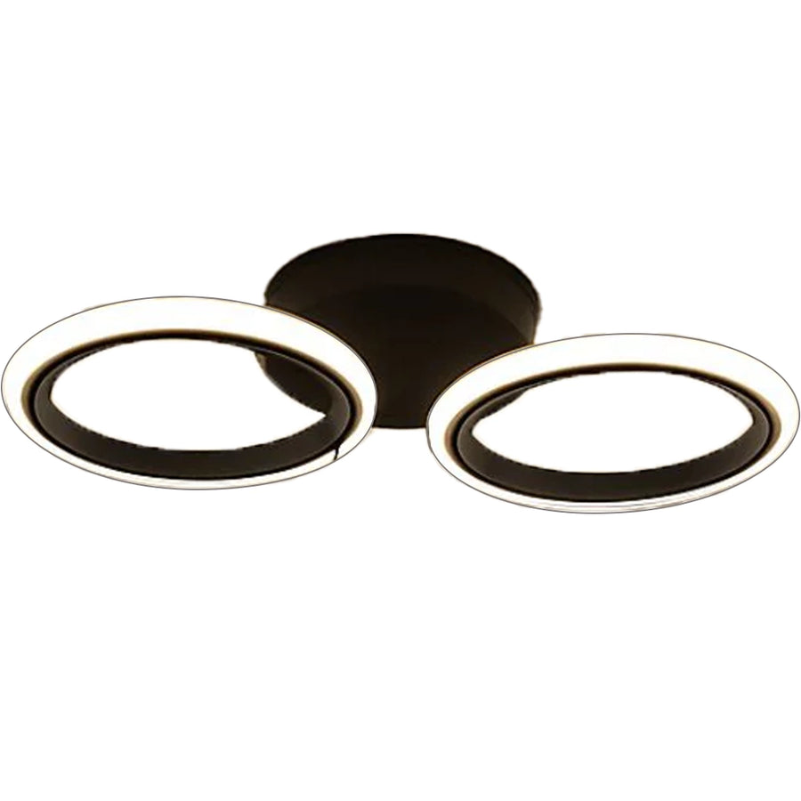 GRAND Lustre LED 28W, 2 Cercles, Lumière Froid/Chaud/Neutre, Noir