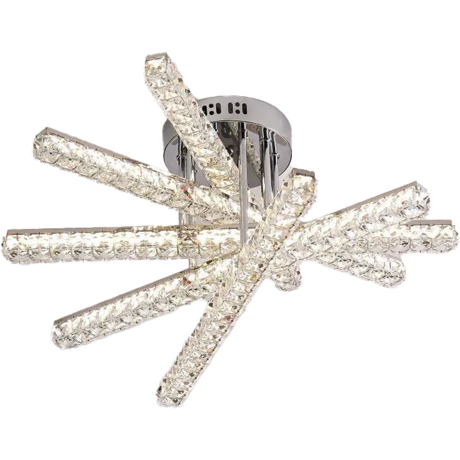 Lustre LED avec télécommande LUELLA 79W 5 Éléments, Linéaire, Lumière Froide/Chaude/Neutre, Gradable, Argent