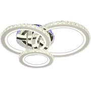 Lustre LED avec télécommande et cristal NOVA ROTONDA RGB 73W, 3 Cercles, Lumière Froide/Chaude/Neutre, Dimmable, Chrome Brillant