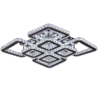 Lustre LED avec télécommande et cristal QUADRIA SUPREMO RGB 168W, 8 Carrés, Lumière Froid/Chaud/Neutre, Dimmable, Chrome Brillant