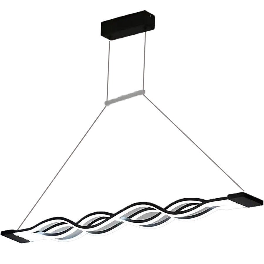Lustre LED suspendu avec télécommande WAVE 89W, Linéaire, Lumière Froide/Chaude/Neutre, Dimmable, Noir, Hauteur Réglable
