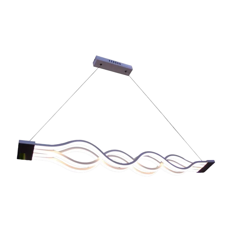 Lustre LED suspendu avec télécommande WAVE 89W, Linéaire, Lumière Froide/Chaude/Neutre, Dimmable, Blanc, Hauteur Réglable