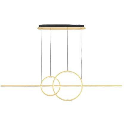 Lustre LED suspendu avec télécommande CASSANDRA 40W, Linéaire, Lumière Froide/Chaude/Neutre, Dimmable, Or, Hauteur réglable