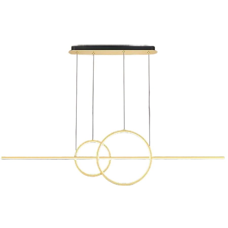 Lustre LED suspendu avec télécommande CASSANDRA 40W, Linéaire, Lumière Froide/Chaude/Neutre, Dimmable, Or, Hauteur réglable