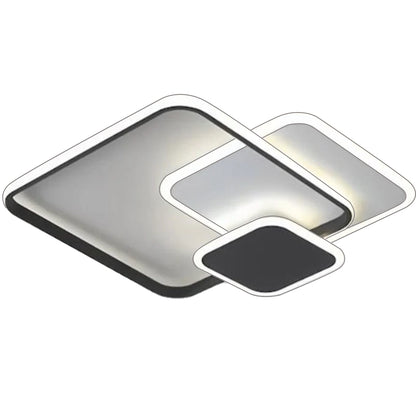 Lustre LED avec télécommande ANEMONA 71W, 3 Carrés, Lumière Froid/Chaud/Neutre, Dimmable, Noir